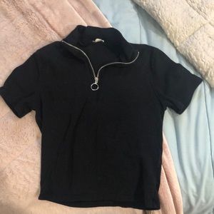 Garage cropped quarter zip t-shirt